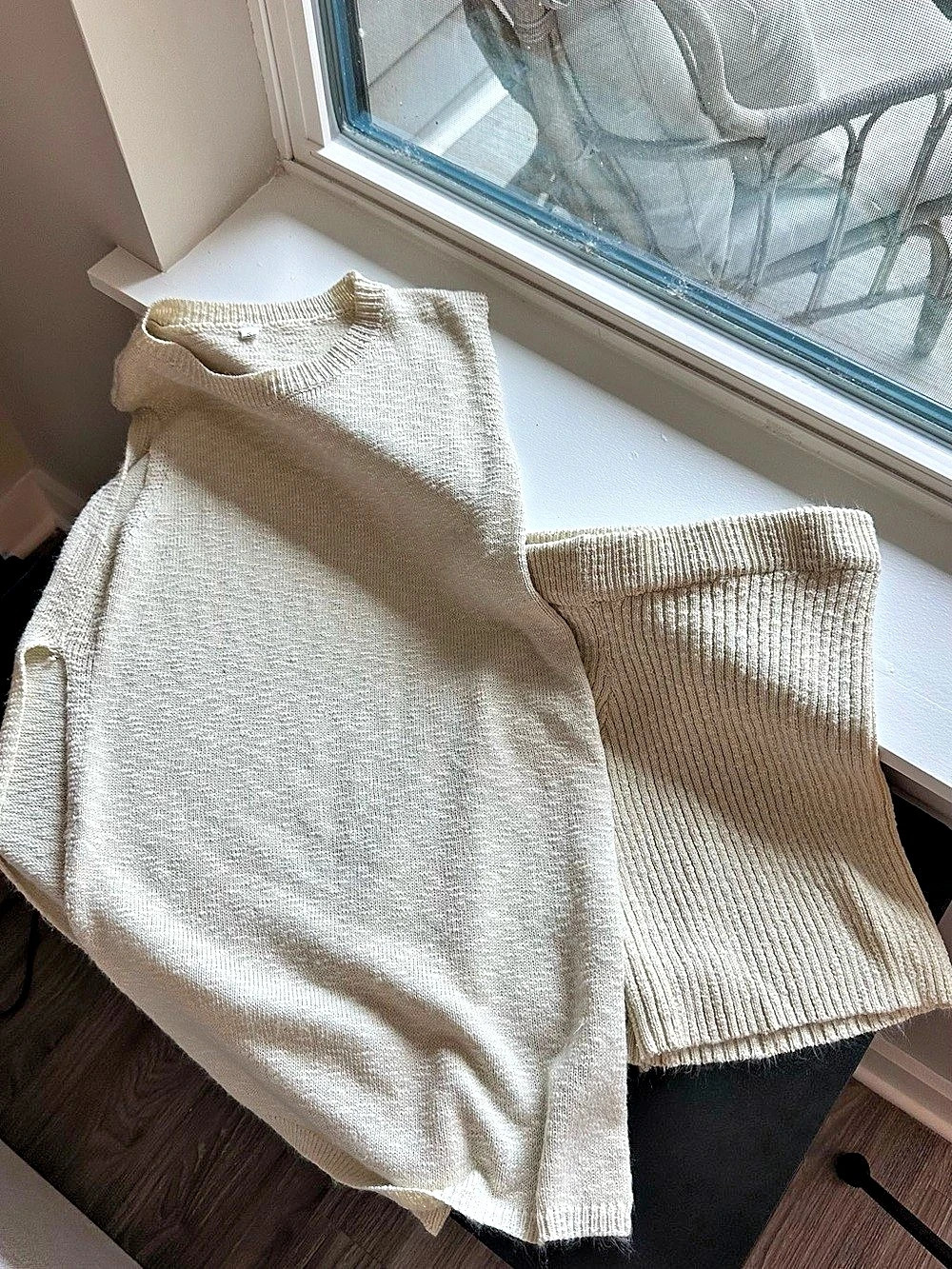 Women's Cream Knit Sweater Set